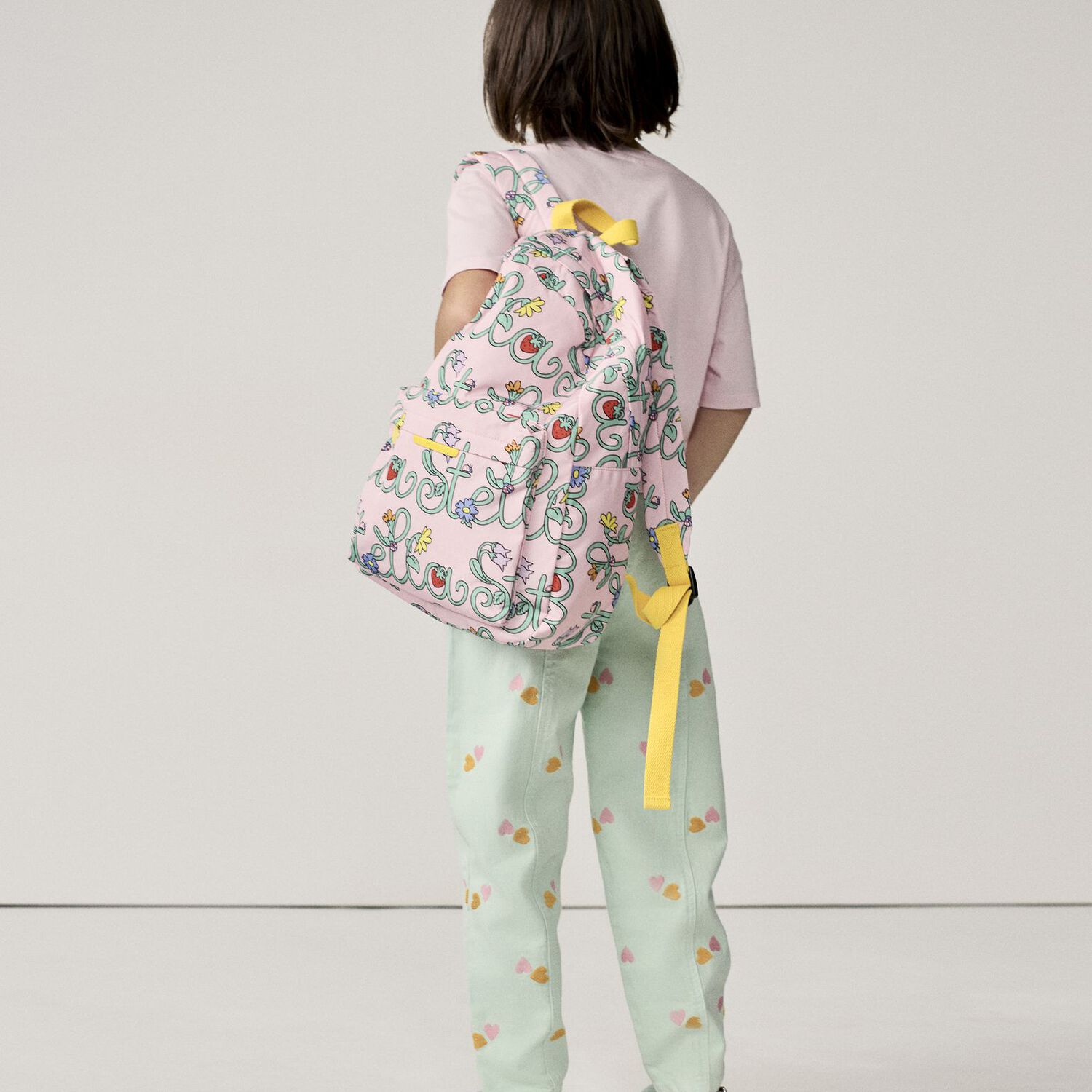 Girls Pink Floral & Logo Backpack, 1, hi-res