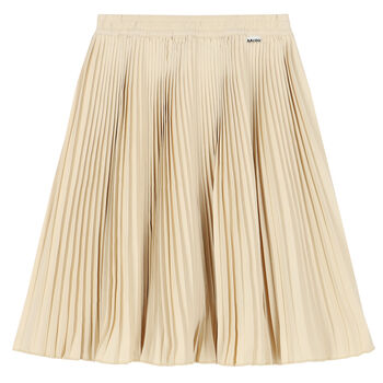 Girls Beige Pleated Skirt