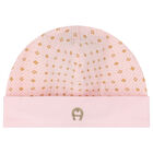 Ivory & Gold Logo Babygrow & Hat Set, 3, hi-res