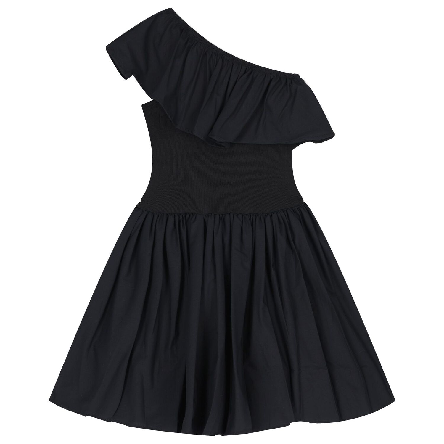 Girls Black Asymmetric Dress, 2, hi-res image number null