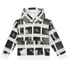 Boys White, Black & Grey Logo Hooded Top, 1, hi-res