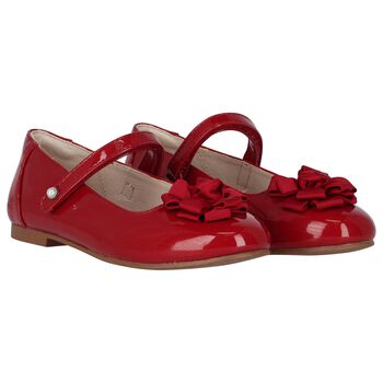 Girls Red Patent Leather Ballerina Shoes