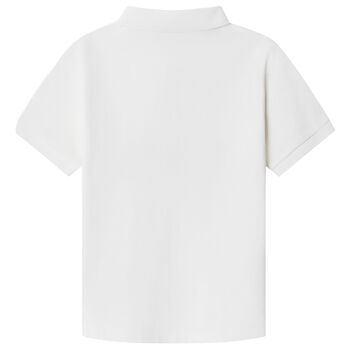 قميص بولو بالشعار باللون الابيض للاولاد