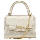 Girls Gold Textured Faux Leather Handbag, 2, hi-res