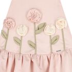 Girls Pink Flower Satin Dress, 2, hi-res