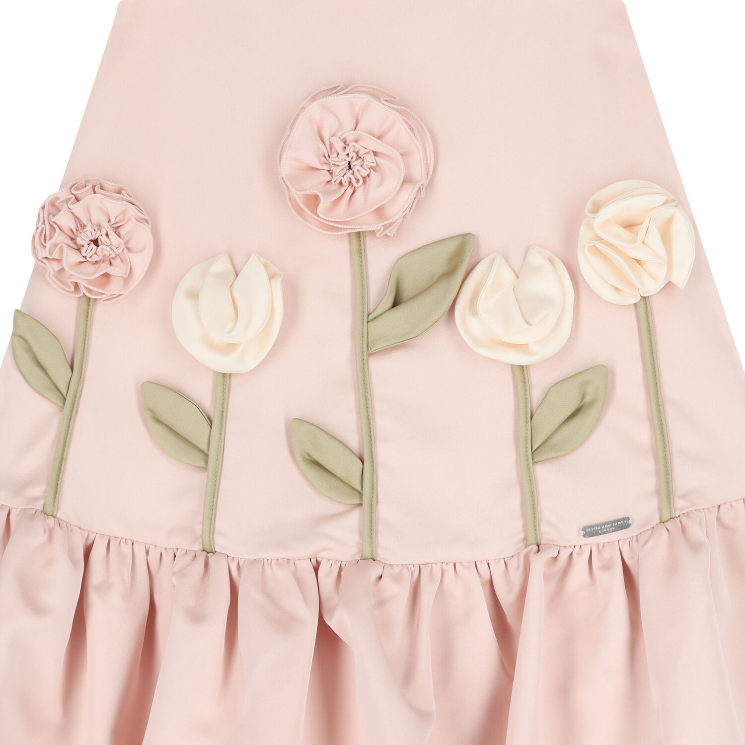 Girls Pink Flower Satin Dress, 2, hi-res image number null