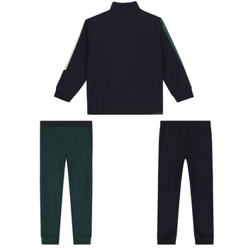 Boys Navy & Green Logo Tracksuit