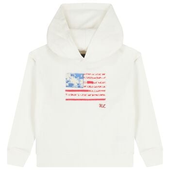 White Logo Hooded Top