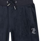 Girls Navy Blue Crystal Embellished Diamant&eacute; Logo Trousers, 1, hi-res