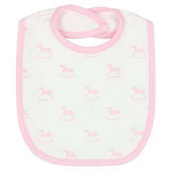 Baby Girls Ivory & Pink Horse Bib