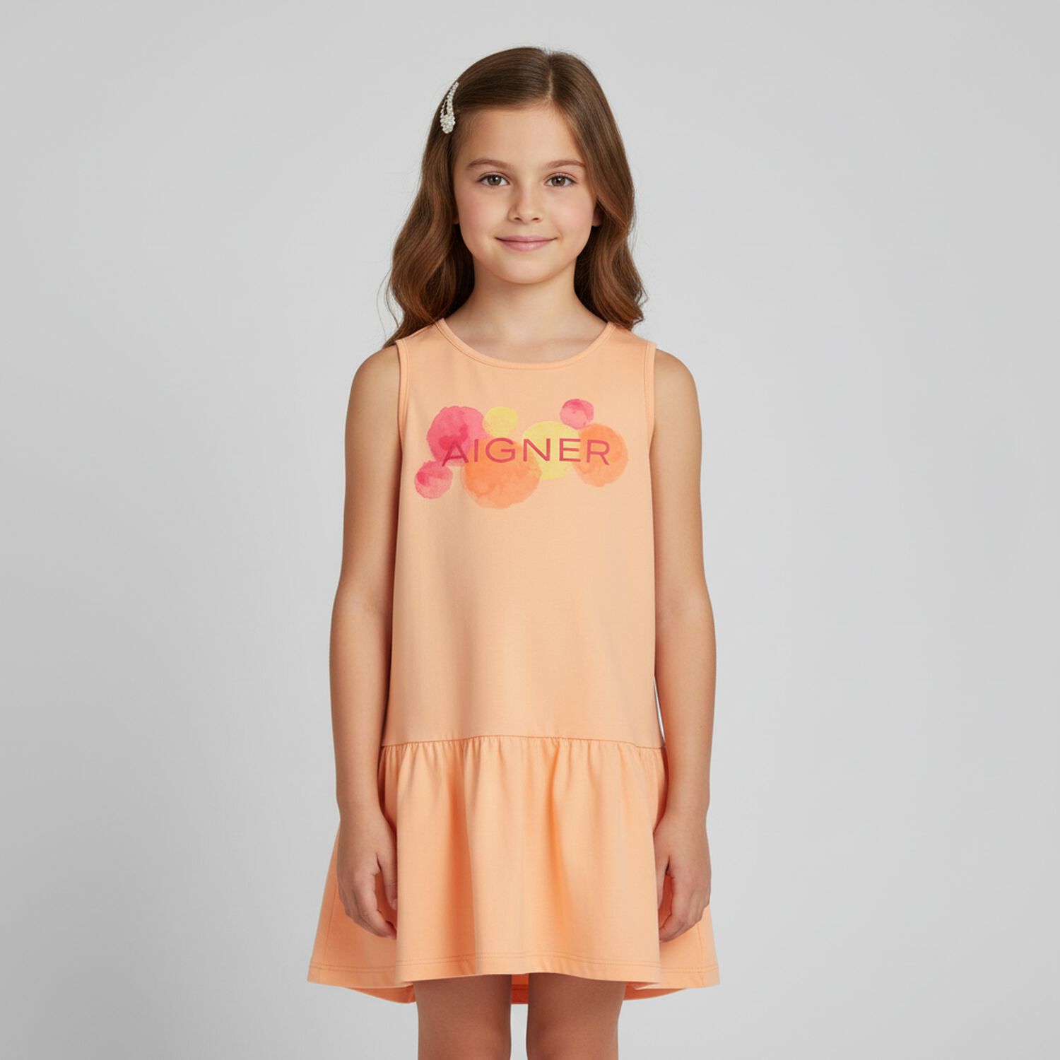 Girls Orange Logo Dress, 1, hi-res image number null