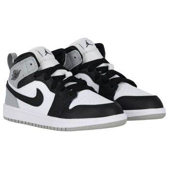 Black, Grey & White Air Jordan 1 Mid Trainers