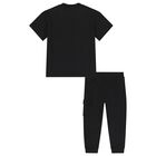 Boys Black Logo Joggers Set, 1, hi-res