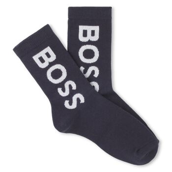 Boys Navy Logo Socks ( 2-Pack )