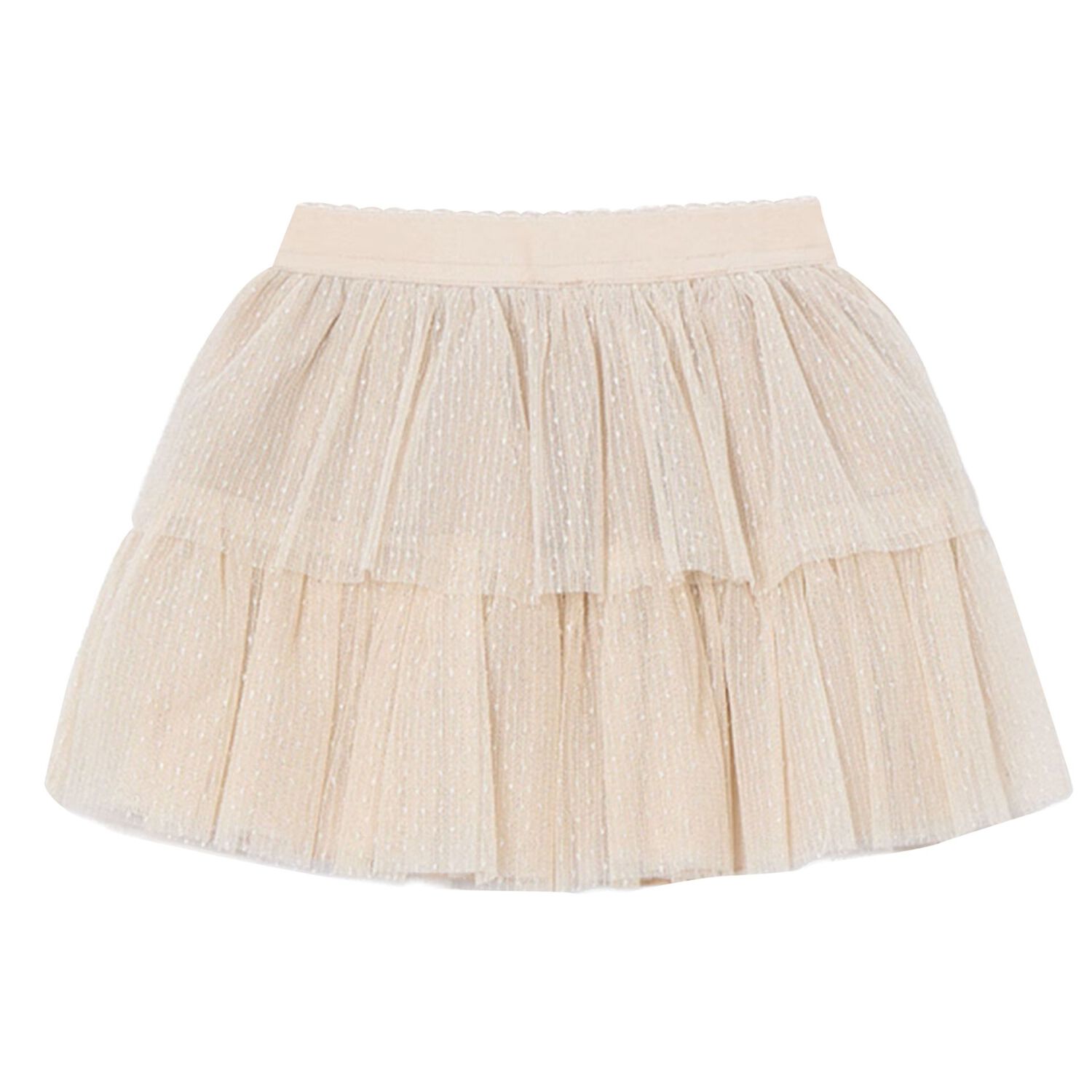 Girls Beige Tulle Skirt, 3, hi-res