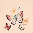 Girls Pink Butterflies Logo Dress, 2, hi-res