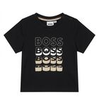 Younger Boys Black Logo T-Shirt, 5, hi-res