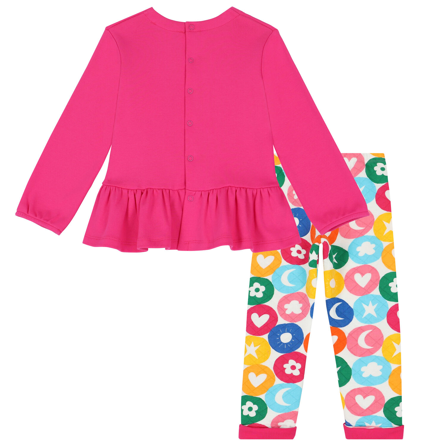 Younger Girls Pink & Ivory Trousers Set, 1, hi-res