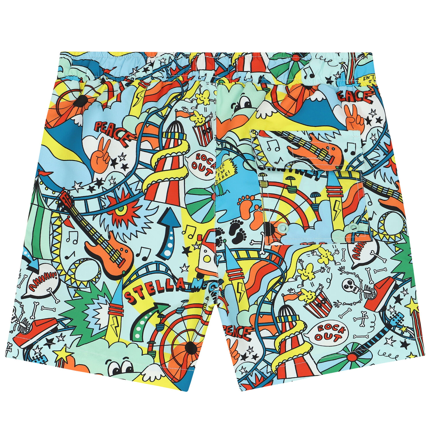 Boys Aqua Graphic Swim Shorts, 1, hi-res image number null