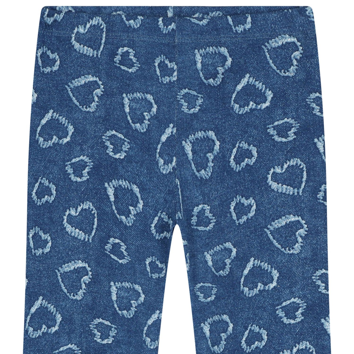 Girls White & Denim Blue Heart Leggings Set, 1, hi-res