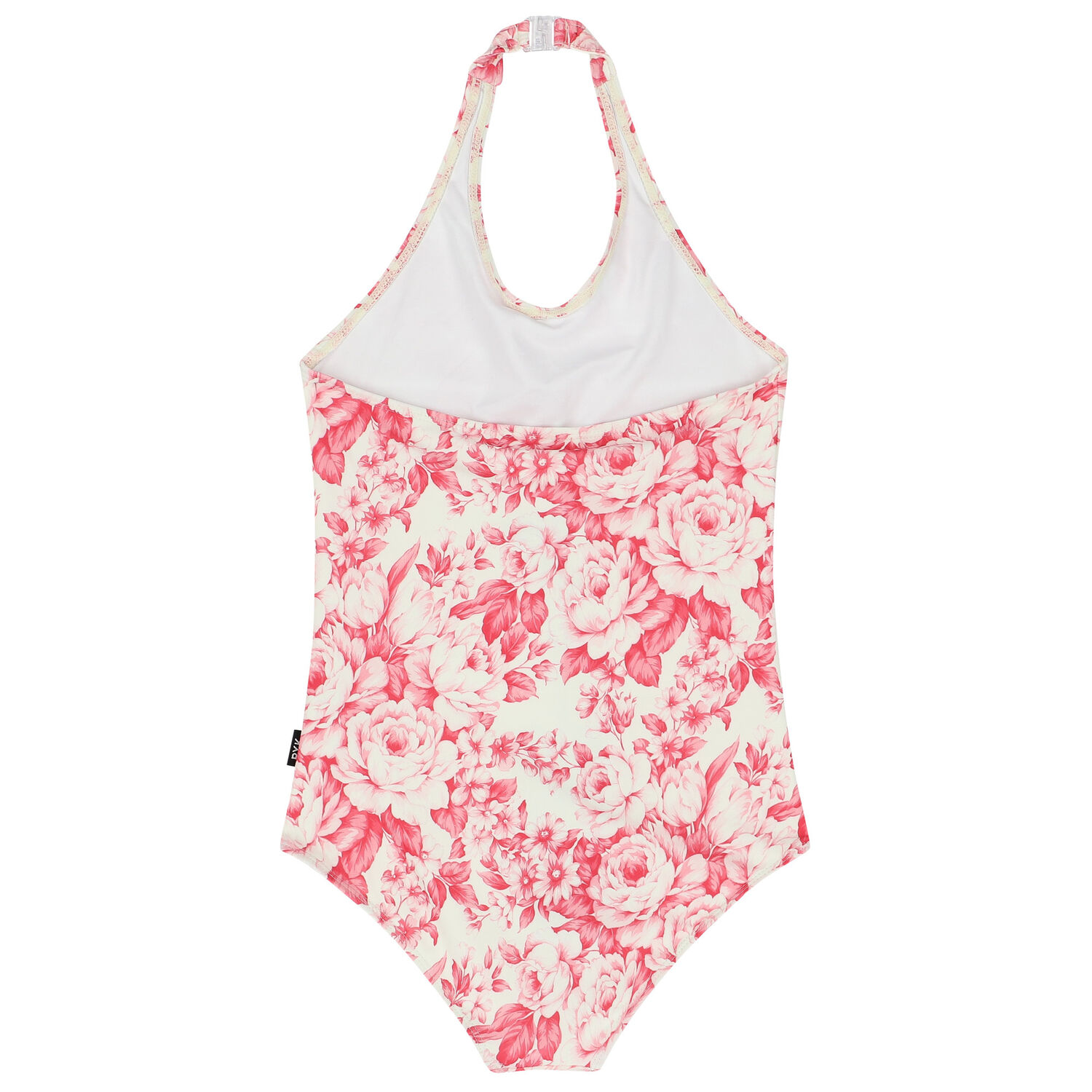 Girls Ivory & Pink Floral Swimsuit, 1, hi-res image number null