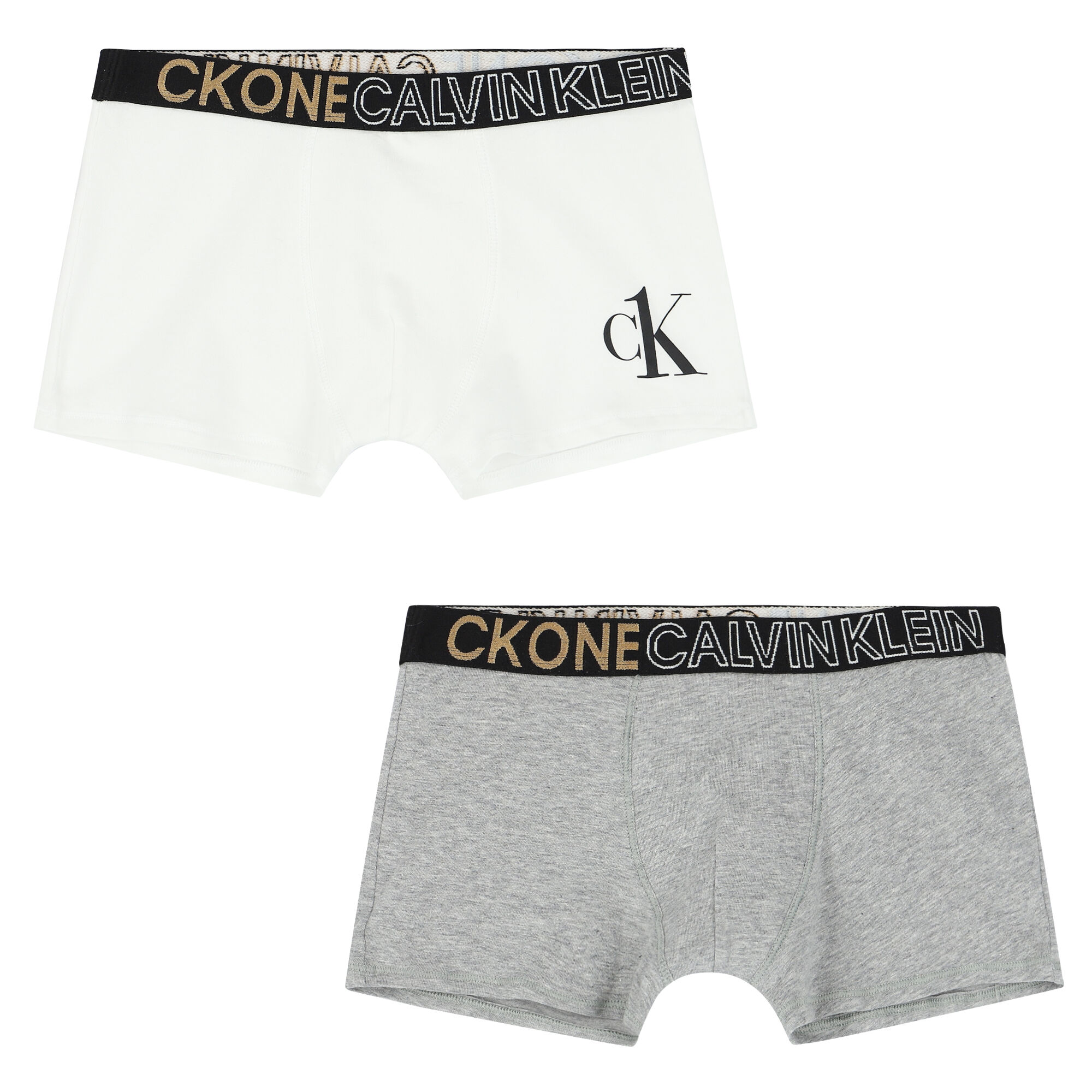 Calvin Klein Boys Grey White Logo Boxer Shorts 2 Pack Junior Couture UAE