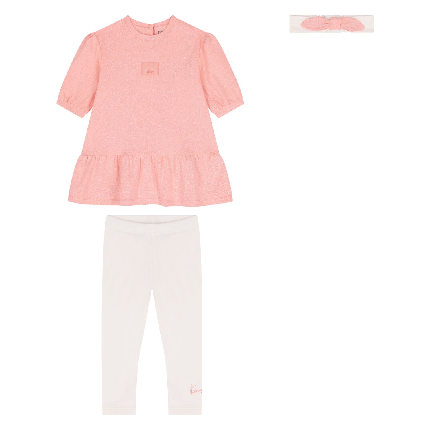طقم ليجنز بشعار باللون   وردي وأبيض للفتيات, 1, hi-res