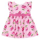 Younger Girls Pink Cherry Dress, 1, hi-res