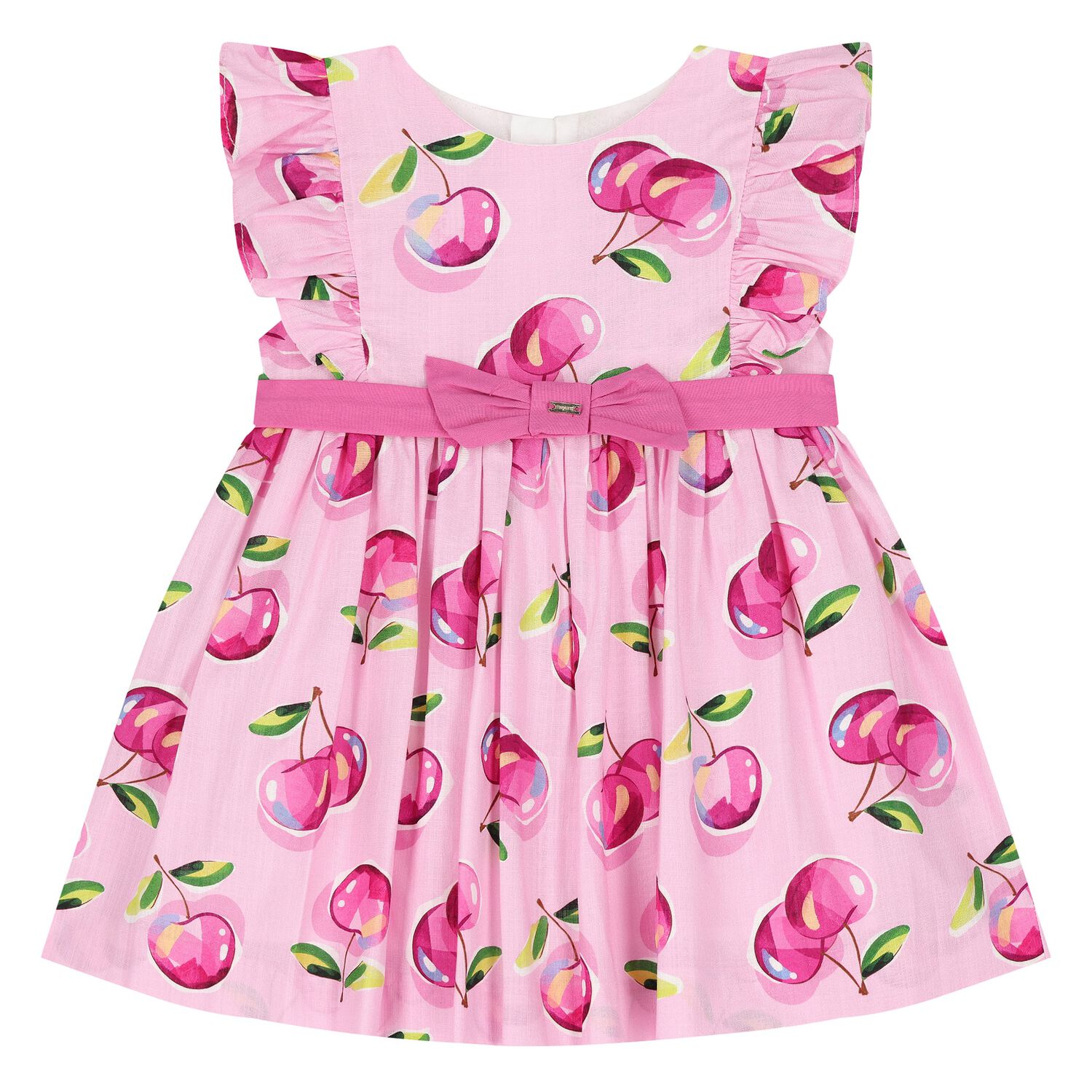 Younger Girls Pink Cherry Dress, 1, hi-res