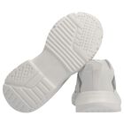 White & Silver Logo Trainers, 1, hi-res