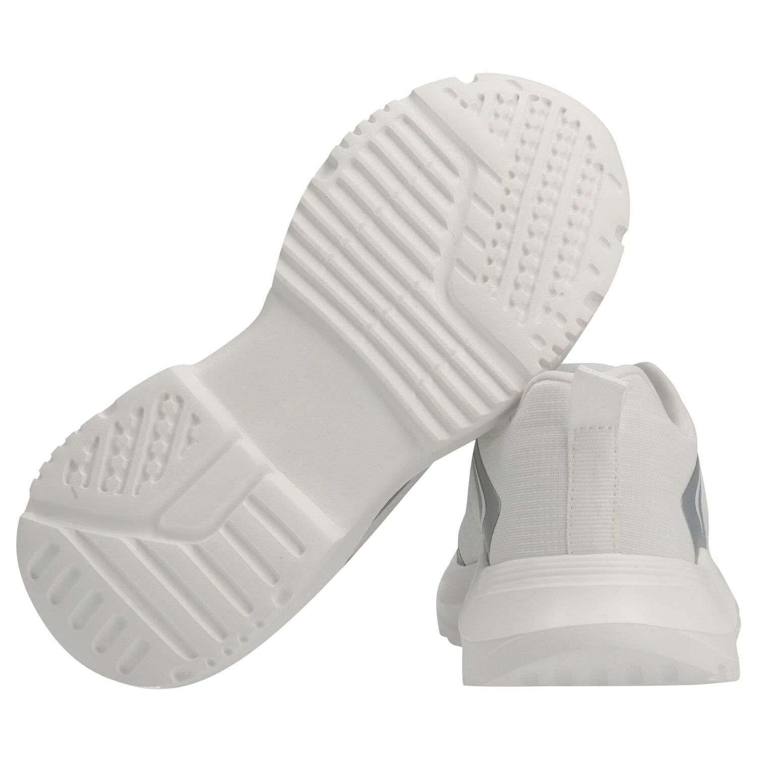 White & Silver Logo Trainers, 1, hi-res