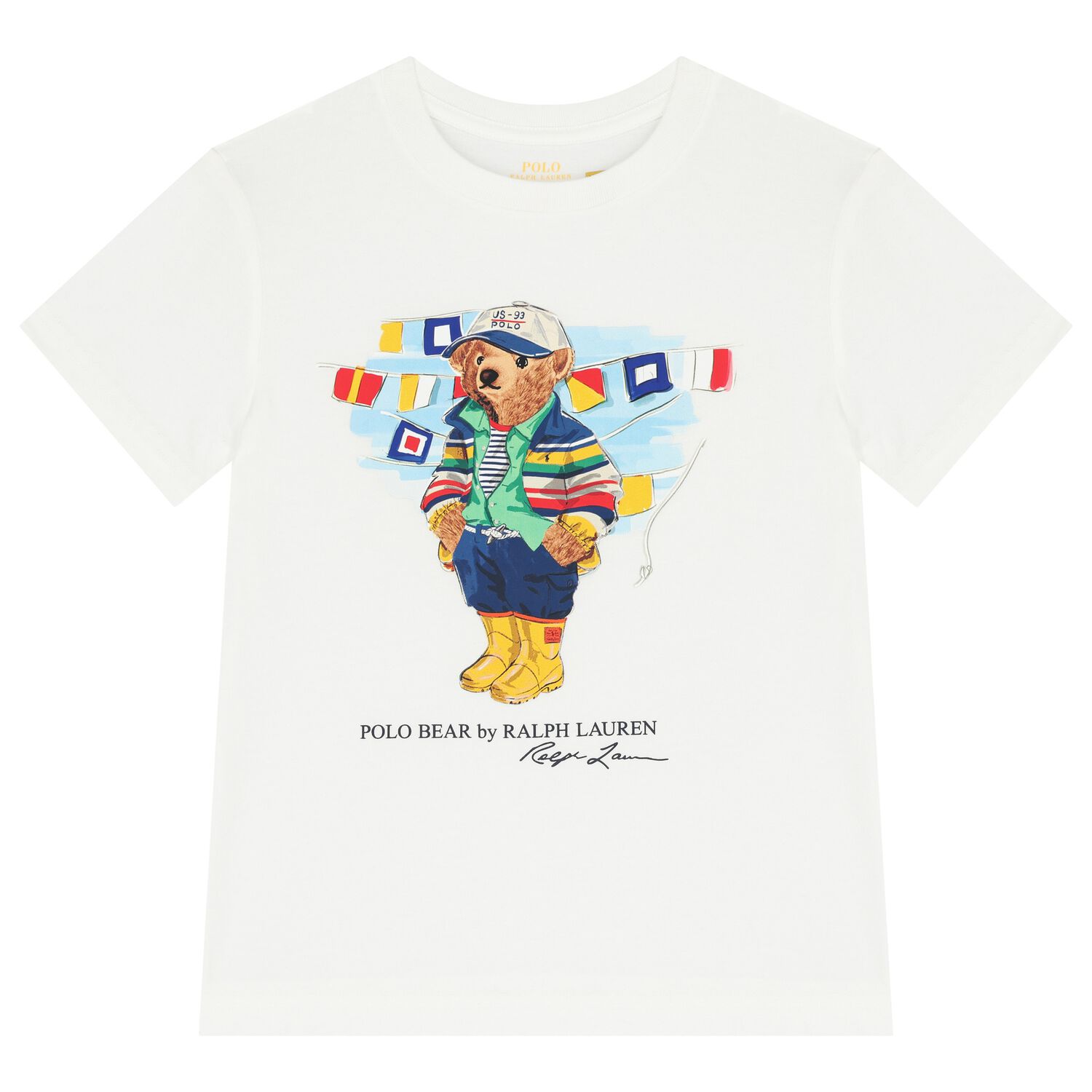 Boys White Logo Polo Bear T-Shirt, 1, hi-res image number null
