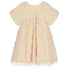 Girls Gold Bow Ruffled Tulle Dress, 1, hi-res