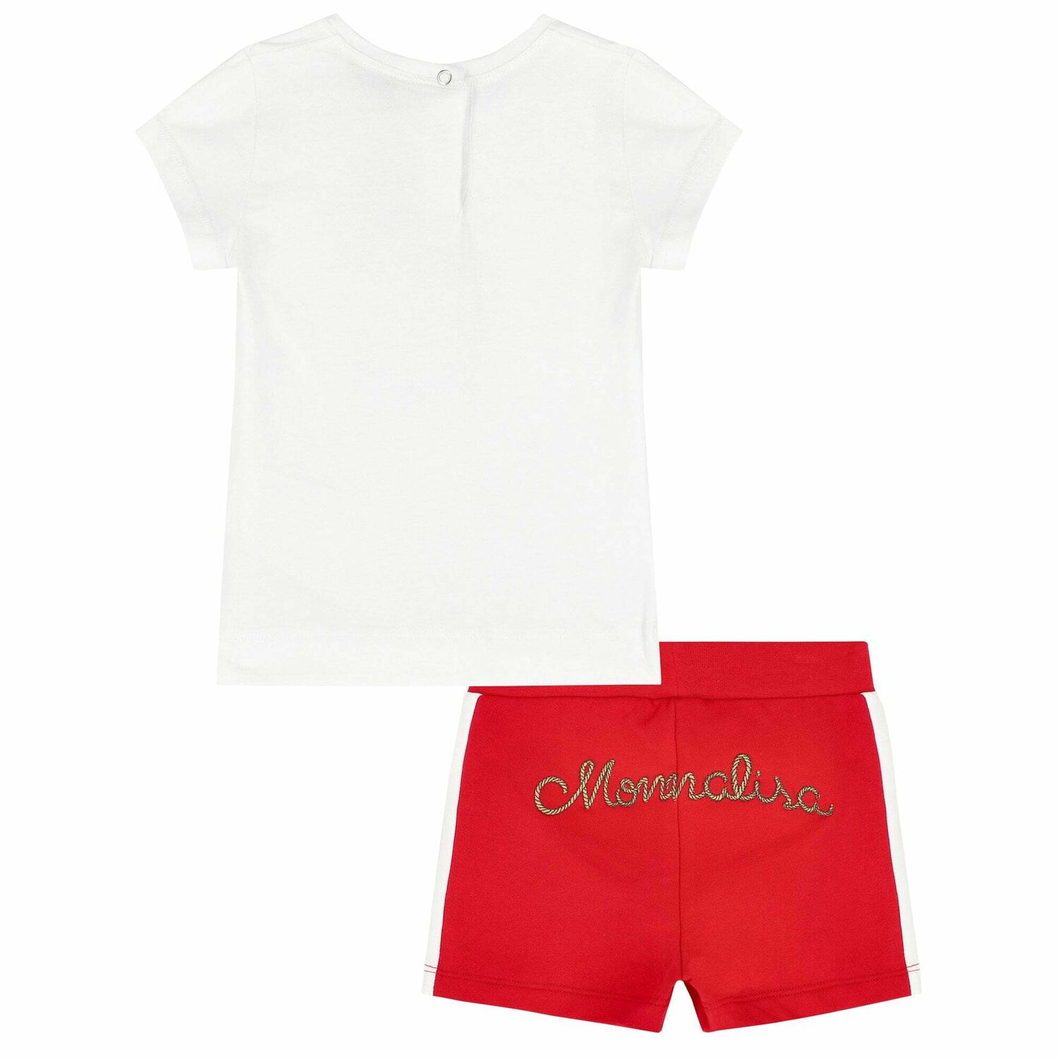 Younger Girls White & Red Shorts Set, 1, hi-res