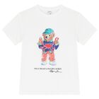 Boys White Cotton Polo Bear & Crab T-Shirt, 1, hi-res