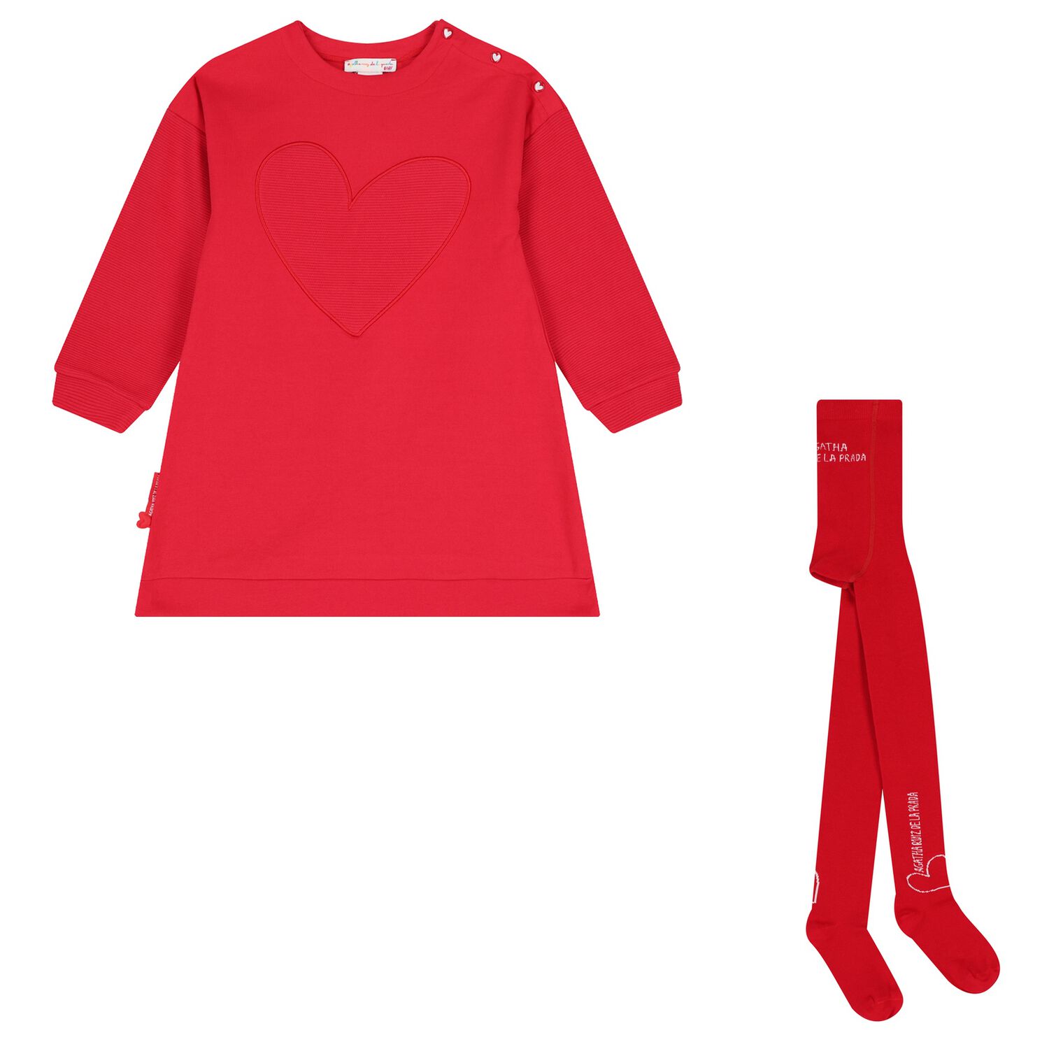 Girls Red Heart Dress Set, 1, hi-res