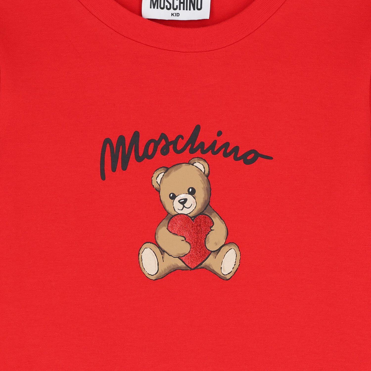 توب بنات باكمام طويله بالشعار بطبعه تيدى بير باللون الاحمر , 2, hi-res image number null