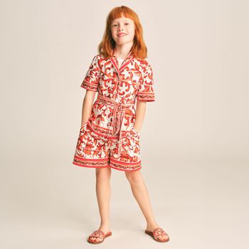 Girls White & Orange Canvas Majolica Sliders