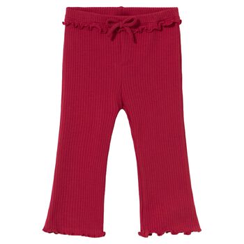Younger Girls Red Ribbed Leggings