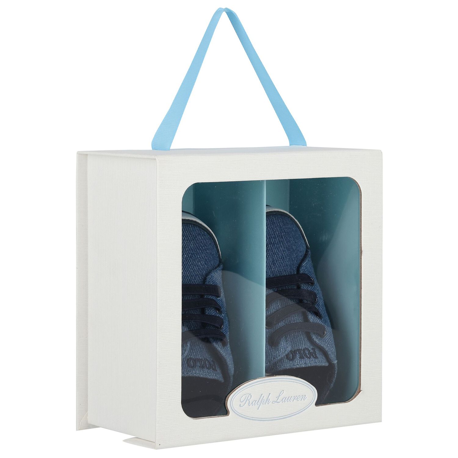 Baby Boys Denim Blue Logo Pre Walker Shoes, 1, hi-res