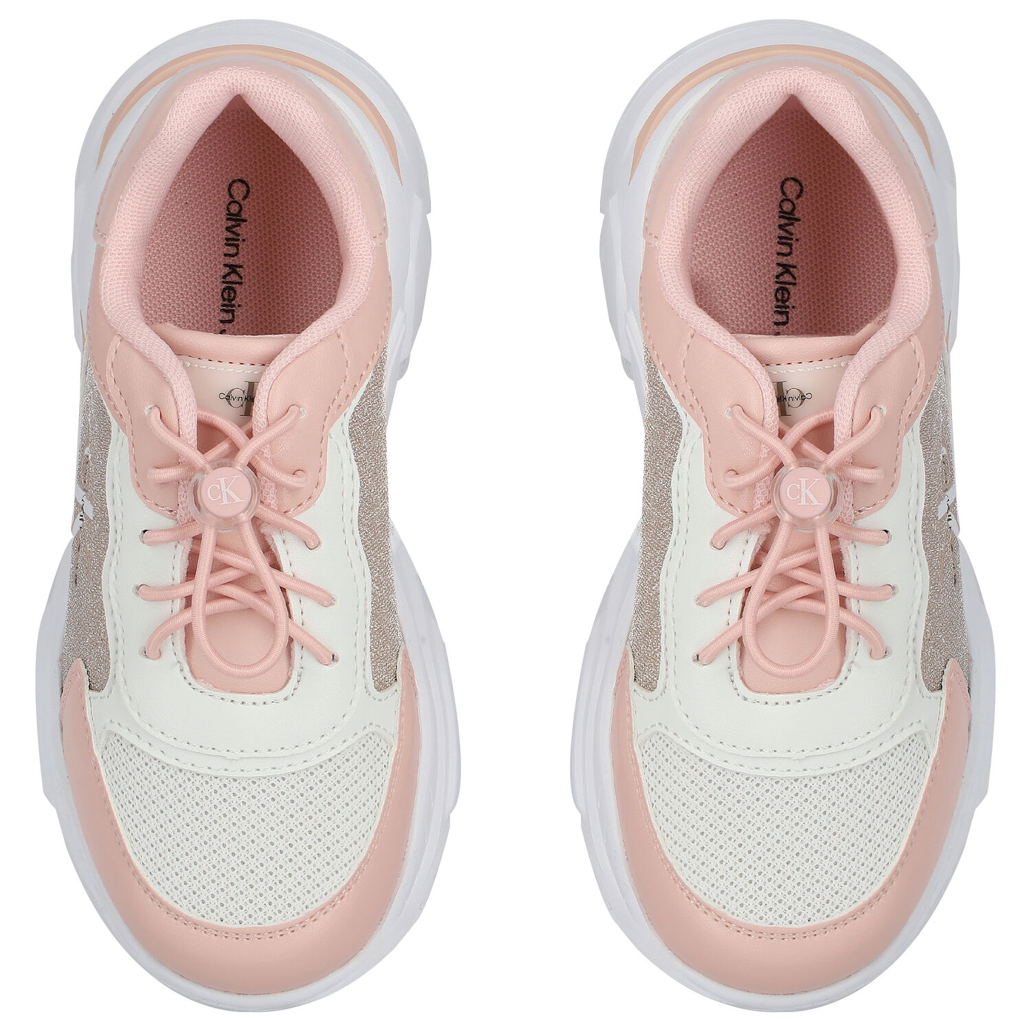 Girls Pink & White Logo Trainers, 1, hi-res