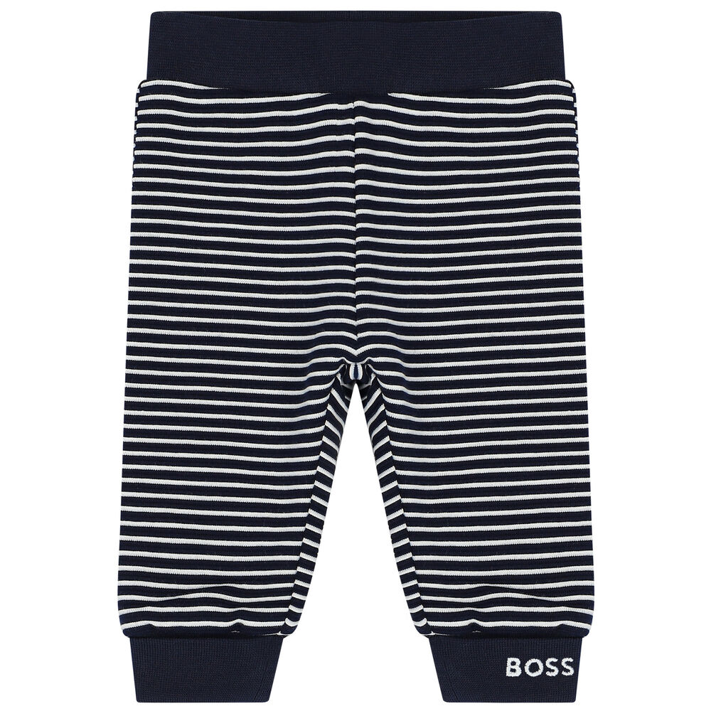 BOSS Baby Boys Navy Blue Logo Trousers Set Junior Couture UAE