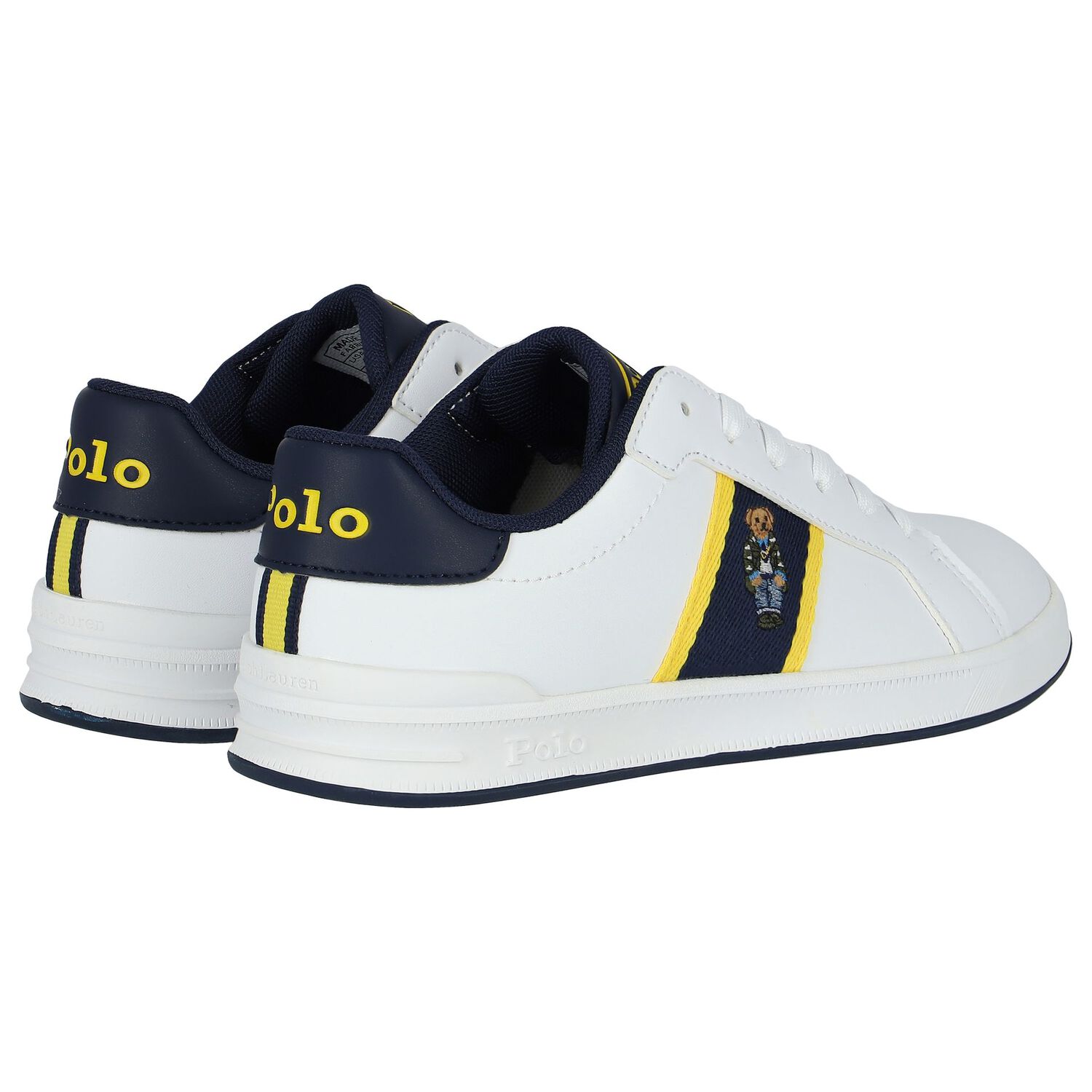 Boys White & Navy Blue Trainers, 1, hi-res image number null