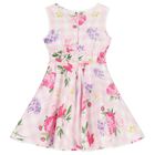 Girls Pink & White Floral Gingham Dress, 2, hi-res