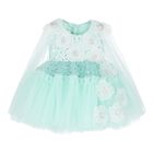 Younger Girls Green Tulle & Sequin Flower Dress, 1, hi-res