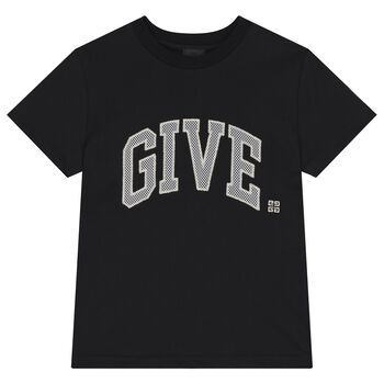 تيشيرت اولاد بالشعار باللون الاسود 