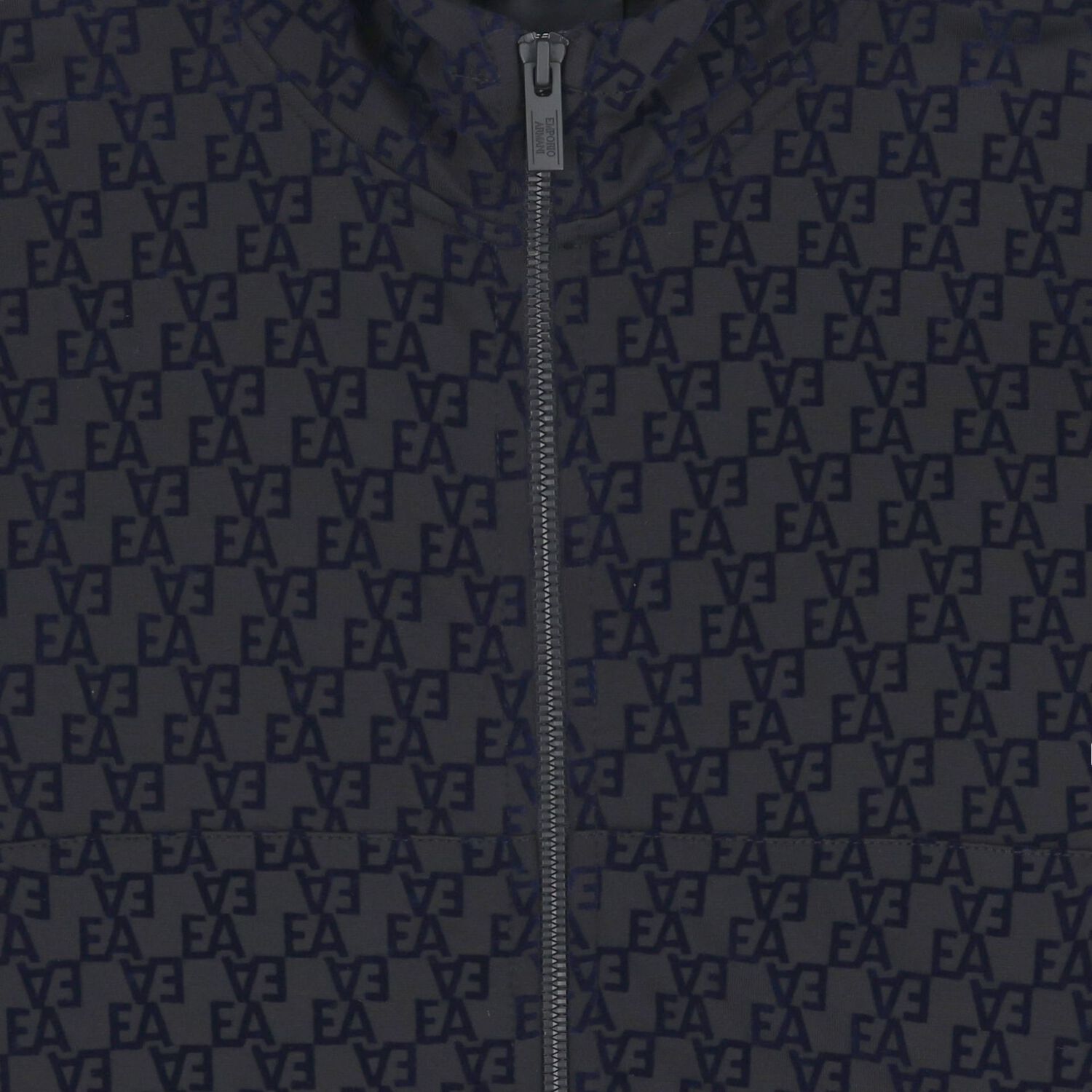 Boys Black & Navy Blue Logo Hooded Zip Up Top, 1, hi-res