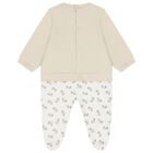 Beige & Ivory Teddy Bear Logo Babygrow, 1, hi-res