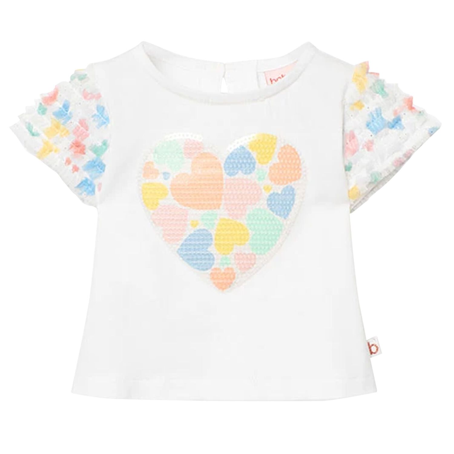 طقم تنورة تول بقلوب بيضاء للبنات, 1, hi-res image number null