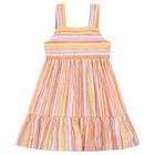 Girls Orange & Lilac Striped Dress, 1, hi-res